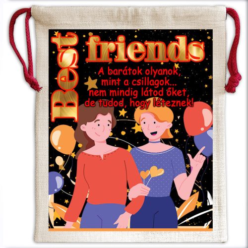 Vászonzsák-Best-friends-mintával 