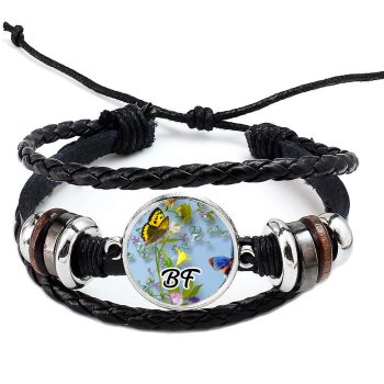 Fonott-dizájnbőr-uniszex-állítható-pillangós-best-friends-karkötő