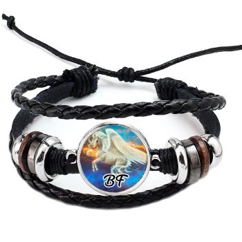 Fonott-dizájnbőr-uniszex-állítható-pegazusos-best-friends-karkötő