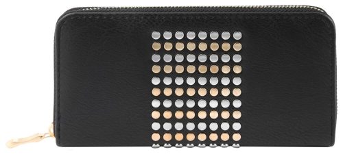 Maria King-designbőr-szegecses-pénztárca-black