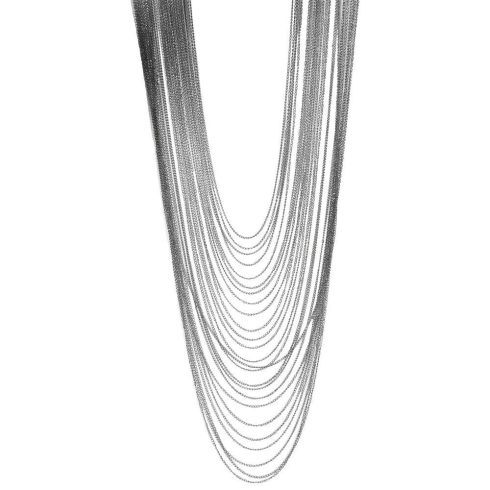 Ezüst színű ultrahosszú statement női nyaklánc, 105 cm