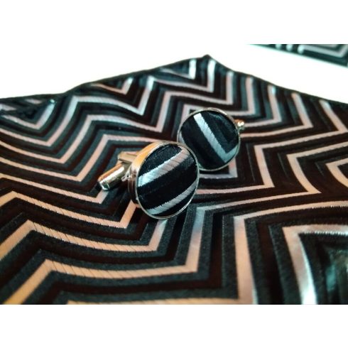 szürke-fekete mintás nyakkendőszett