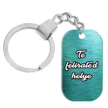Egyedi-feliratos-rozsdamentes-fém-dögcédula-kulcstartó-zöld-színben